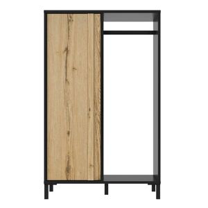 CAMIF Armario 1 puerta con barra l75cm - efecto roble y negro