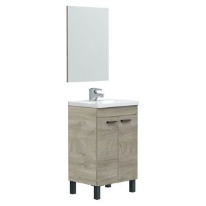 HOMN Mueble de baño 2 puertas, espejo y con lavabo, 50 cm