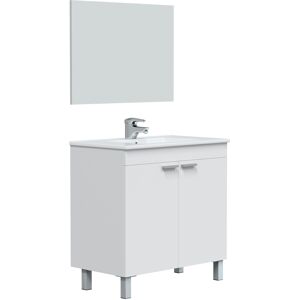 HOMN Mueble de baño 2 puertas con espejo, sin lavabo, 80 cm