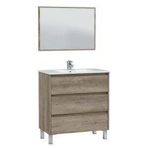 HOMN Mueble de baño 3 cajones con espejo, sin lavabo, 80 cm