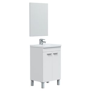 HOMN Mueble de baño 2 puertas, espejo y con lavabo, 50 cm