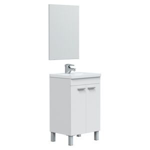 HOMN Mueble de baño 2 puertas con espejo, sin lavabo, 50 cm