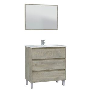 HOMN Mueble de baño 3 cajones con espejo, sin lavabo, 80 cm