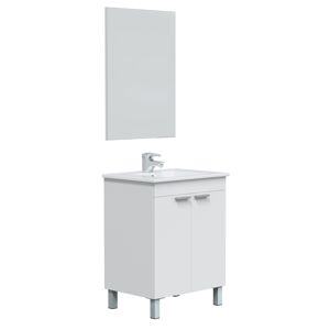 HOMN Mueble de baño 2 puertas, espejo y con lavabo, 60 cm