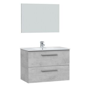 HOMN Mueble de baño suspendido 2 cajones con espejo, sin lavabo, 80 cm
