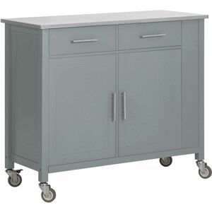 SoBuy Carrito de cocina con encimera en acero inoxidable metal gris