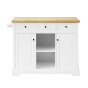 SoBuy Carrito de cocina con 3 cajones y 2 puertas mdf blanco