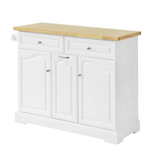 SoBuy Carrito de cocina con 2 cajones y 3 puertas aglomerado blanco