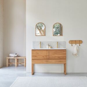 Tikamoon Mueble de baño de teca maciza y terrazo moon de alta calidad 120 cm