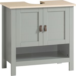 SoBuy Mueble para debajo del lavabo con 1 estante y 2 puertas madera gris