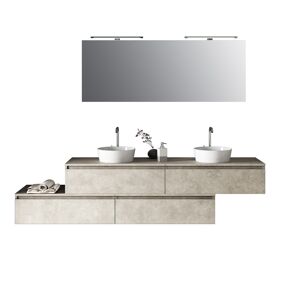 AQA DESIGN Mueble de baño de 9 piezas doble lavabo en melamina color beige piedra