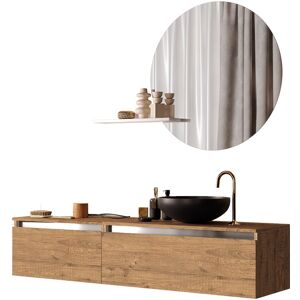 AQA DESIGN Mueble de baño de 5 piezas en melamina roble miel