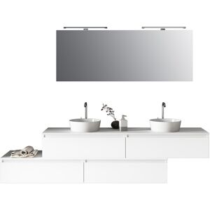 AQA DESIGN Mueble de baño de 9 piezas con doble lavabo en melamina blanca