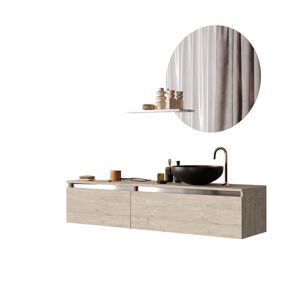 AQA DESIGN Mueble de baño de 5 piezas en melamina madera beige