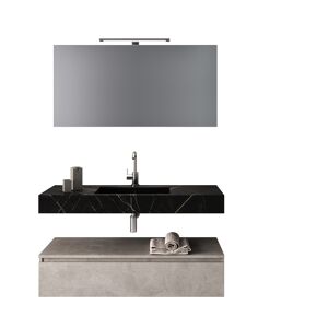 AQA DESIGN Mueble de baño de 5 piezas en melamina negro grafito/beige piedra