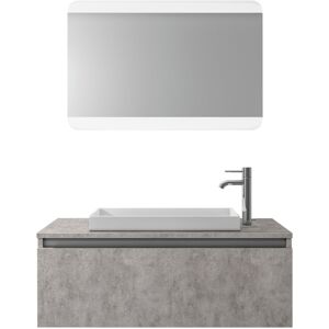 AQA DESIGN Mueble de baño de 3 piezas en melamina cemento