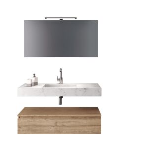 AQA DESIGN Mueble de baño 5 piezas en melamina mármol de carrara/roble miel