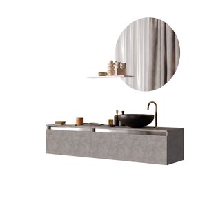AQA DESIGN Mueble de baño de 5 piezas en melamina cemento