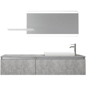 AQA DESIGN Mueble de baño de 6 piezas en melamina cemento