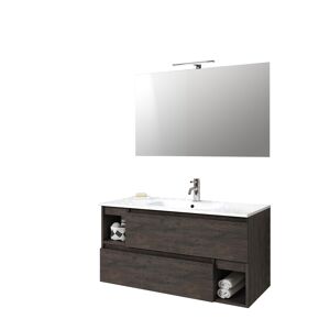 AQA DESIGN Mueble de baño de 4 piezas en melamina marrón oscuro