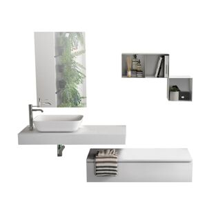 AQA DESIGN Mueble de baño de 4 piezas en melamina blanco/blanco