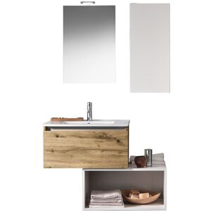 AQA DESIGN Mueble de baño de 6 piezas en melamina roble miel