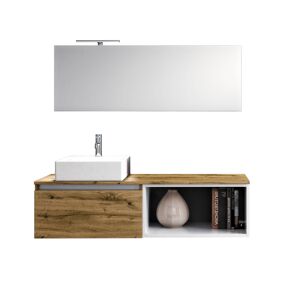 AQA DESIGN Mueble de baño de 6 piezas en melamina roble miel