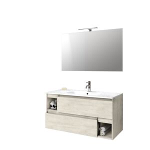 AQA DESIGN Mueble de baño de 4 piezas en melamina roble claro