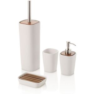 AQA DESIGN Set de accesorios de baño de cerámica blanca de 4 piezas