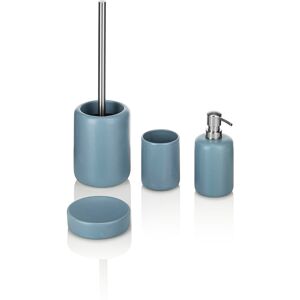 AQA DESIGN Set de accesorios de baño de cerámica azul de 4 piezas