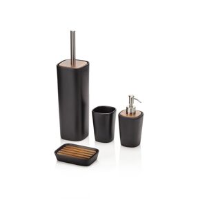 AQA DESIGN Set de accesorios de baño de cerámica negra de 4 piezas