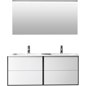 AQA DESIGN Mueble de baño de 4 piezas con doble bañera en melamina blanca