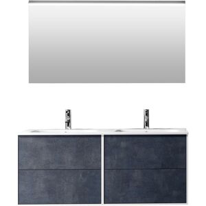 AQA DESIGN Mueble de baño 4 piezas doble bañera en melamina color azul piedra