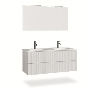 AQA DESIGN Mueble de baño de 5 piezas con doble bañera en mdf blanco mate
