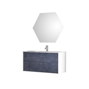 AQA DESIGN Mueble de baño de 3 piezas en melamina azul piedra