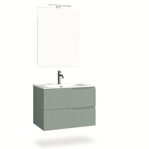 AQA DESIGN Mueble de baño de 4 piezas en mdf verde salvia