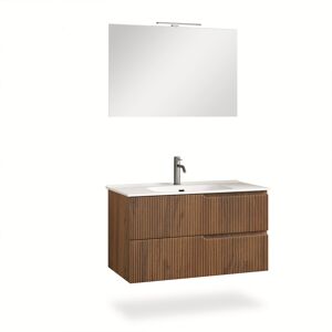 AQA DESIGN Mueble de baño de 4 piezas en mdf roble oscuro