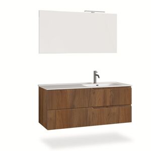 AQA DESIGN Mueble de baño bañera derecha 4 piezas en mdf roble oscuro