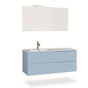 AQA DESIGN Mueble de baño bañera izquierdo 4 piezas en mdf azul tiffany
