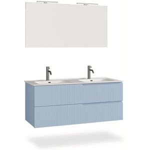 AQA DESIGN Mueble de baño de 5 piezas con doble bañera en mdf azul tiffany