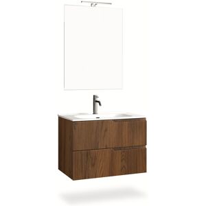 AQA DESIGN Mueble de baño de 4 piezas en mdf roble oscuro