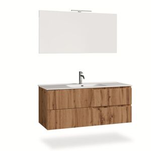 AQA DESIGN Mueble de baño de 4 piezas en mdf roble