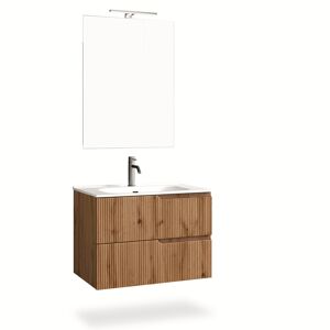 AQA DESIGN Mueble de baño de 4 piezas en mdf roble