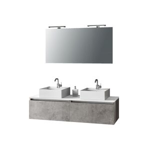 AQA DESIGN Mueble de baño de 8 piezas con doble lavabo en melamina cemento