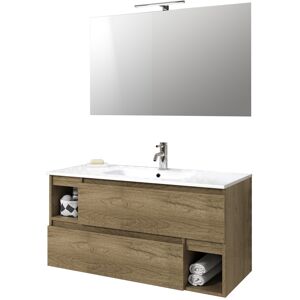 AQA DESIGN Mueble de baño de 4 piezas en melamina roble miel