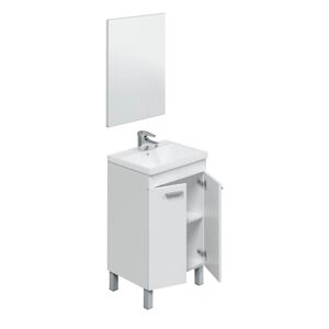 Hogar24 Mueble de lavabo con 2 puertas y espejo blanco