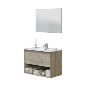 duehome Mueble baño cotton melamina, roble, 80 x 59 x 45