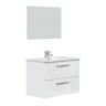 HOMN Mueble de baño suspendido 2 cajones con espejo, sin lavabo, 80 cm