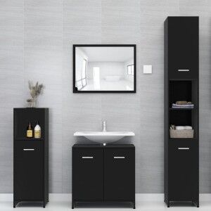 vidaXL Conjunto De Muebles De Baño Madera Contrachapada Negro