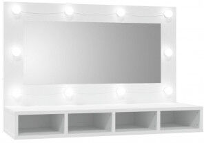 vidaXL Mueble Con Espejo Y Led Blanco 90x31.5x62 Cm